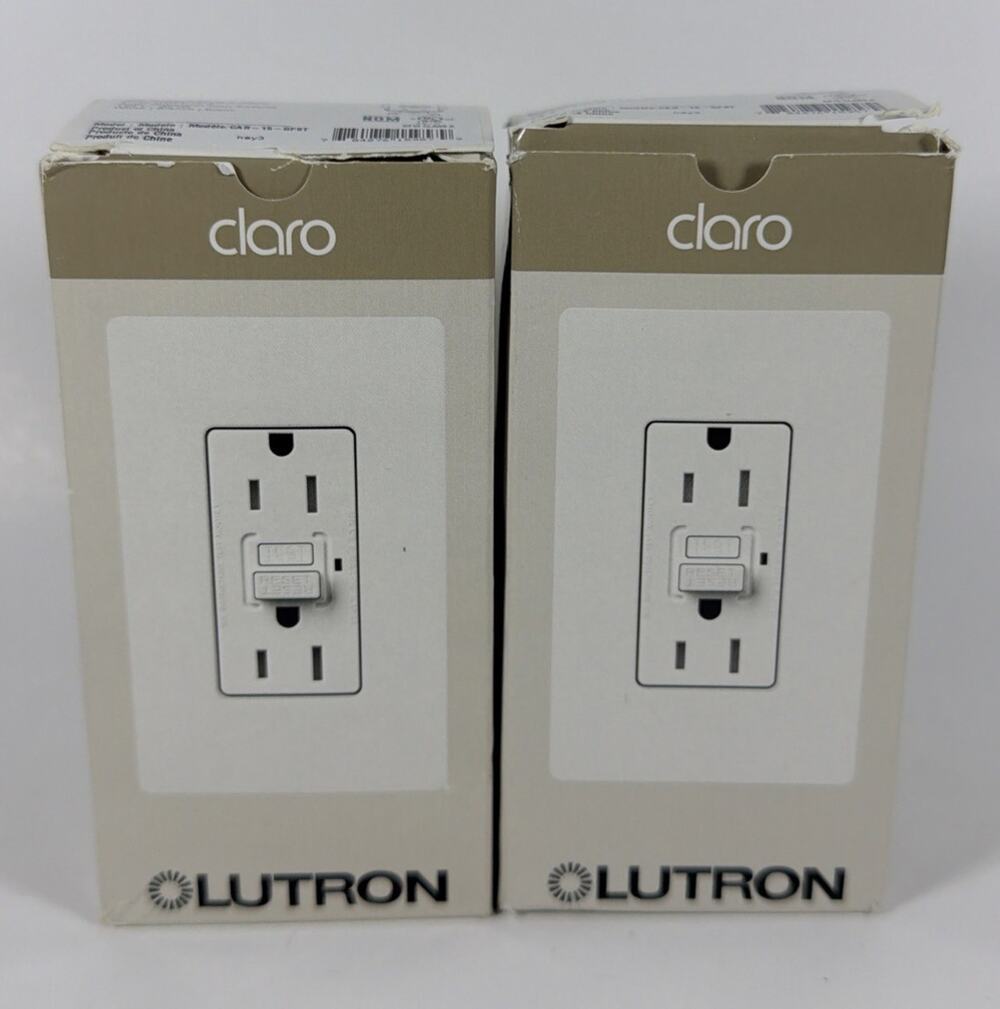 Lot of 2 Lutron Claro CAR-15-GFST-WH Tamper Resistant Duplex 15A GFCI - White